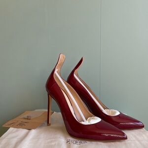 NWOB Francesco Russo R1P057 Vernice Amaranto (Red Patent Leather) Pump Sz 37.5